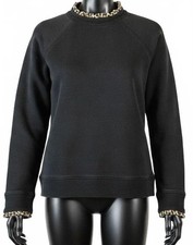 J.Crew Black Sweatshirt with Leopard Trim and Back Zipper, Size S picture