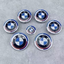 7PCS For 50th BMW Wheel Front Emblem Centre Caps Badges 82mm+74mm+68mm+45mm- picture