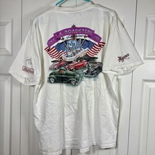 Vintage 1996 L.A. Roadsters 32nd Anniversary White Graphic T picture