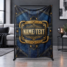Ornate Gold Custom Name Coral Fleece Blanket picture