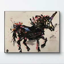 OMAN Original Unicorn Acrylic Painting Abstract Neo-Expressionist 8x10 Canvas picture