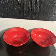 Pier 1 red 10” serving bowl earthenware dishes set of two  picture