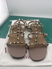 Valentino Garavani Rockstars Flat Sandals Size 38.5 - Nude- Used picture