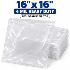 16x16 4 Mil Clear Zip Top Poly Bags Heavy Duty Reclosable Bulk 500-2000 Pack picture