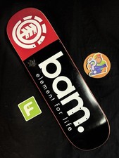 RARE Bam Margera Element For Life Skateboard Deck Black Red Pro Model HIM picture