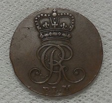 1797 PLM BRUSWICK LUNEBERG CALENBERG HANNOVER 2 PFENNIG COPPER COIN VF+ picture
