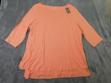 J Jill Shirt Womens XL Orange Boat Neck Layered Tunic 3/4 Sleeve Pure Jill NEW picture