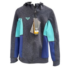 NWT Roxy Salt Water Hoodie Wetsuit Top Women Size 6 Grey Blue  Syncro Series picture