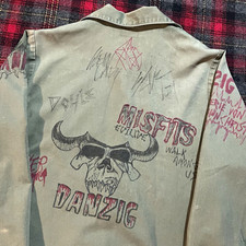 Rare Vtg Grail Danzig Misfits Autographed Military Button Up size Medium. OBO picture