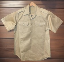 Vintage Vietnam Era US Military Shirt M Beige Short Sleeve Opulent picture