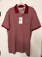 Original Penguin Men’s Large Cabernet Red Geometric Print Polo Shirt NWT picture