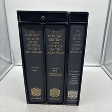 The Compact Edition of the Oxford English Dictionary 3 Volume Set 1971 Box Glass picture