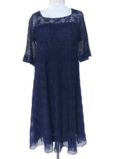Vintage Laurel St. Clare Boho Navy Blue Crochet Dress M Women picture