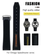 18mm 19mm 20mm 21mm Rubber Watch Band Strap Fits Omega Speedmaster MoonSwatch picture