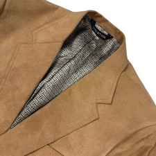 VTG Halston Roots Halsuede Men's 2-ButtonBlazer Jacket Brown • 40S picture