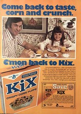 1974 Kix Cereal PRINT AD Crispy Corn Puffs C’mon Back To VTG 1970s General Mills picture