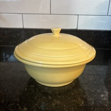 Vintage Homer Laughlin HLC Fiesta Yellow Covered Casserole Dish Round w/Lid MINT picture