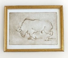 Vintage Sarah Webb Signed 'El Toro' Limited Edition Etching Print 11/100Framed picture
