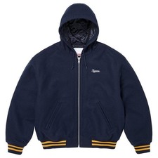 Supreme x Larry Clark Hooded Varsity Jacket Navy picture