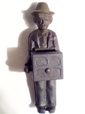** ANTIQUE HUBLEY CAST IRON  Organ Grinder BANK 1920's TOY No PAINT ** picture