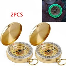 2X Portable Compass Brass Keychain Watch Pocket Outdoor Camping Hiking picture