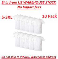 10 Pack Hanes Men's White Crew T-Shirt Super Value Cotton Size  S-3XL picture