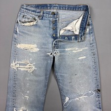Vintage Levis 501 Jeans Mens 30x24 Blue 80s Made USA Thrash Destroyed (Tag33x34) picture