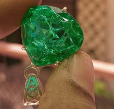46 Ct Natural Vivid Green Colombian Emerald Pear  Certified Pendant picture
