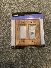 Amerelle Contemporary light oak 2 gang Oak Wood Rocker Wall Plate 1 pc picture