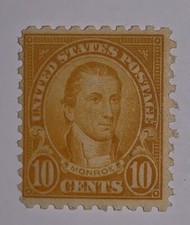 Travelstamps: 1923-1926 US Stamps Scott # 591, 10c Monroe VF MINT OG NH picture