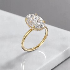 IGI Certified 3.00 Carat EF VS1 Oval Cut Lab Grown Diamond Ring 14k Yellow Gold picture