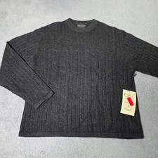 Grayson & Dunn Mens L Sweater Charcoal Gray 100% 2-Ply Cashmere Ribbed VTG NOS picture