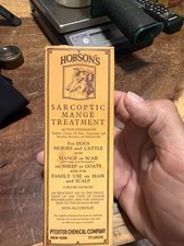 Vintage Hobson’s Sarcoptic Mange Treatment  Bottle And Box picture