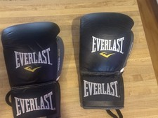 Everlast Powerlock Lace-Up Leather Boxing Gloves 10oz Original Pro Model 4 Autos picture