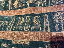 upholstery fabric vintage Egyptian Themed Thick Rare 2m X 1.5m. Green Burgundy picture