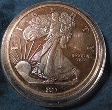 5 Oz ASE. 999 Silver Very Nicely Toned Beautiful Proof Bullion Coin  picture