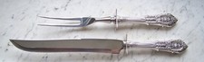 Vintage Wallace Rose Point Sterling Silver 2 Piece Carving Set, Original Box picture