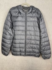 Eddie Bauer Jacket Mens XL Gray Puffer Down Hooded Full Zip Coat Logo Cirruslite picture