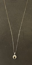 Vintage Silver Serpentine Chain/Clear/Topaz Rhinestone Pendant Necklace 30