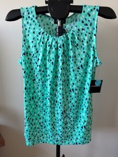 Liz Claiborne Sleeveless Printed Tank Top in Aqua Blue picture