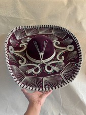 Vintage Pigalle Mexican Mariachi Sombrero Velvet Sequin Hat Purple Violet Gold picture