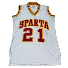 Vintage Harv-Al Sparta Basketball Jersey #21 White Gold Red Large picture