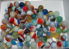 70 Vintage Vitro Agate Marbles Victory Patch Tiger Eye All Reds Tri-Lite More picture