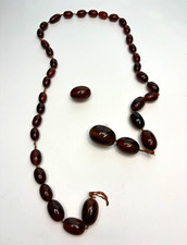 Vintage Tested Bakelite Graduated Oval Beads Necklace 68.8g BROKEN Repair picture