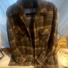 Pendleton Men's M Plaid Wool Lined Button-Front Jacket Pockets Made in USA picture