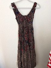 Angie Women's M Floral Rayon Smocked Midi Sundress Sleeveless Scoop Neck picture