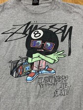 Vintage Stussy Shirt Mens Large Gray 8 Ball Rap Hip Hop Streetwear picture