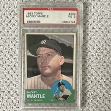Topps 1963 Mickey Mantle #200 New York Yankees Baseball Card PSA VG 3 picture