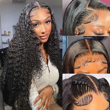 Daules Deep Curly Wave Wig Human Hair Natrual Black 18 Inch picture