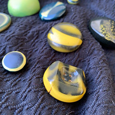 Antique Original Mixed Lot 8 Sewing Buttons Round Geometric Colorful Celluloid picture